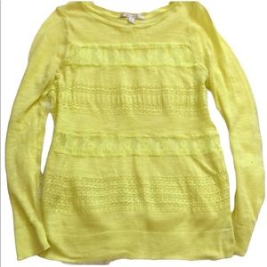 Lauren Conrad Yellow Lace Top long Sleeve Large